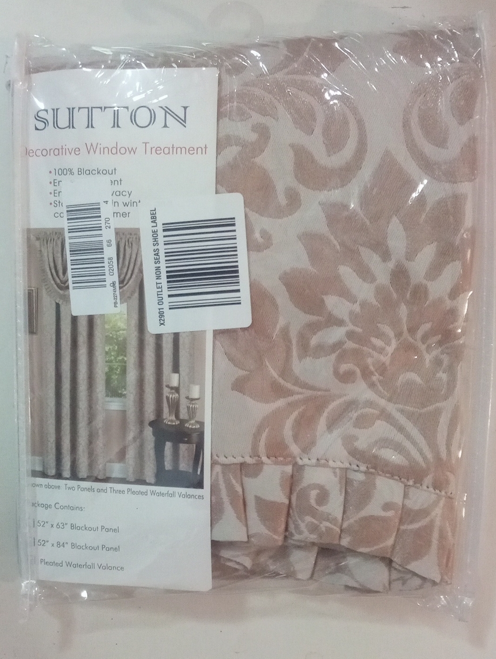 Achim Window Curtain Valance in Gold Damask Floral Waterfall NWT $45